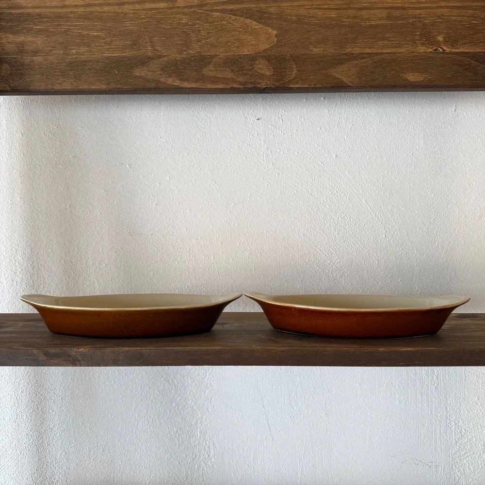 Brown Oval Serving Platters‎ Set of 2 Ceramic Oven To Table Bakeware